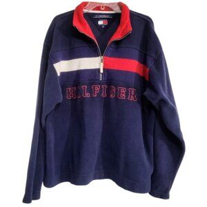 TOMMY HILFIGER Blue Long Sleeve Pullover Quarter-Zip Shirt - Men's XL